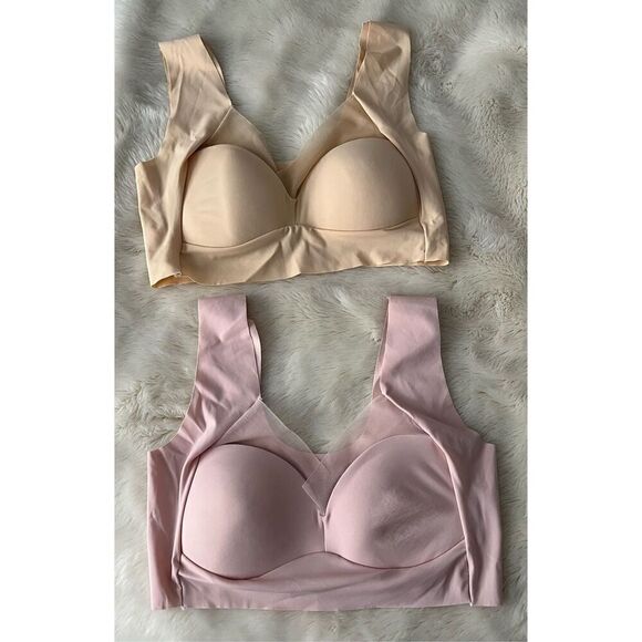 New 2 PC Women’s Size 3 No Underwire Wide Strap Padded No Side Bulge Bras gray a - Picture 4 of 11